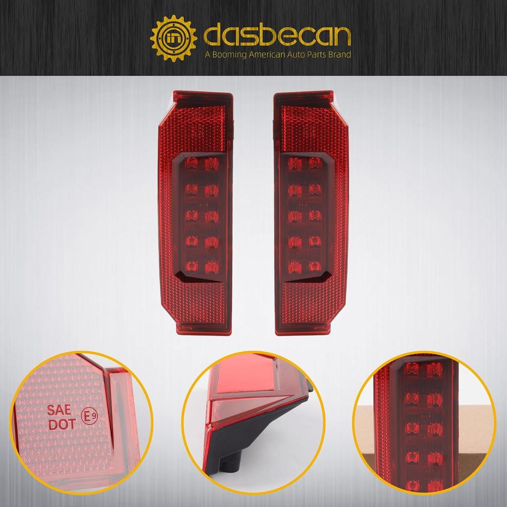 Dasbecan 2Pcs UTV Tail Light Assembly Red LED Taillight Rear Brake Stop Light Running Light Compatible With Polaris Ranger 570 Full Size XP 900 RGR