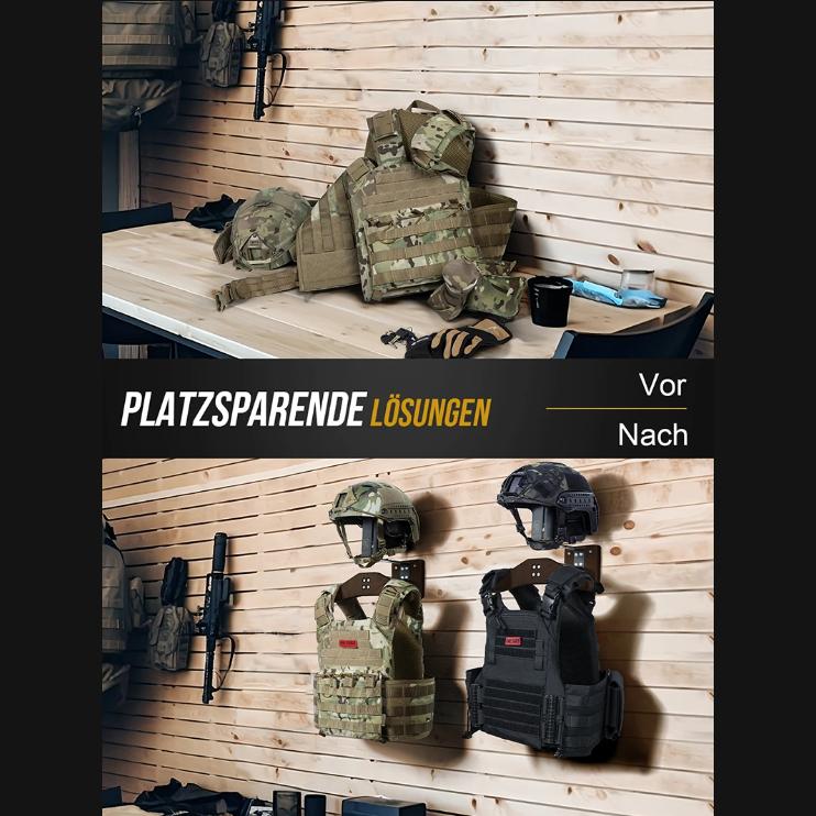 ONETIGRIS Wandhalterung für taktische Ausrüstung, Polizei-Ausrüstungsständer, Plattenträger-Aufhänger, Wand-Organizer für Motorrad-Fußball-Fahrradausrüstung