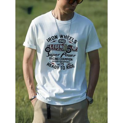 Letní móda Retro pánská anglická písmena těžké váhy 100% bavlna s kulatým výstřihem s potiskem Vysoce kvalitní neformální tričko Fitness Street