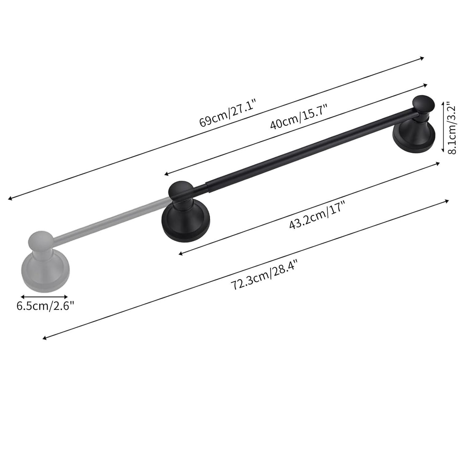 

Black Bathroom Hardware Chrome Solid Brass Bath Sets Retractable Towel Bar Paper Rack Towel Ring Double Hooks Brushed Gold