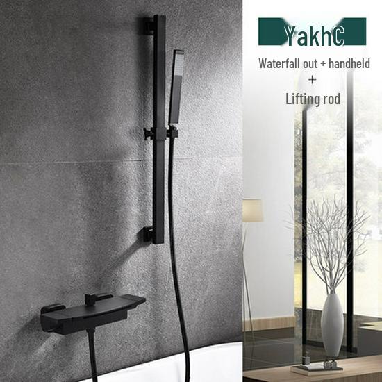 Waterfall Wall-Mounted Bathtub Faucet with Concealed Hot/Cold Shower Head Set