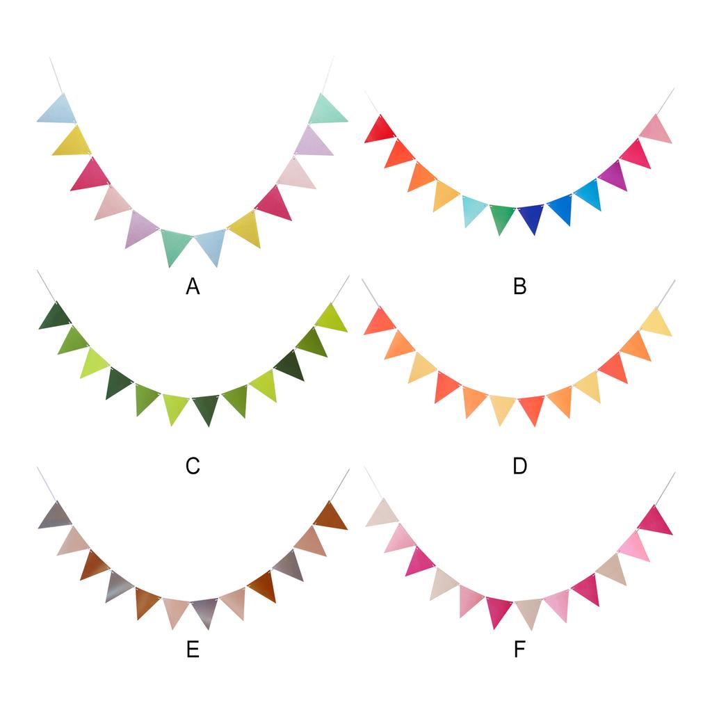 1pcs Set 16.4ft Macaron Paper Card Triangle Banner For Birthday Party Banner Flags Pennant Banner Flags Pennant Banner