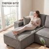 Corner Sofa with Double Chaise Lounges, U-Shaped Sofa Made of Corduroy Fabric with Wide and Deep Seat, Spring Cushions, Light Grey