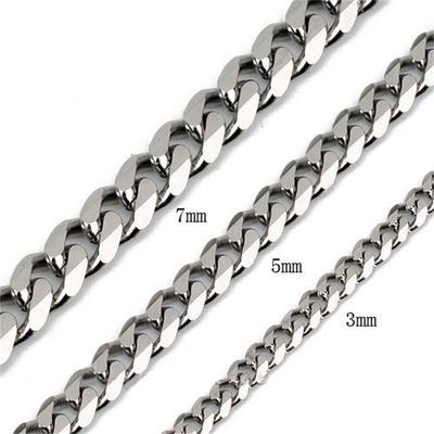 5/7MM 20 "/22" 24" erkek Takı Paslanmaz Çelik Küba Curb Link-zincir Kolye