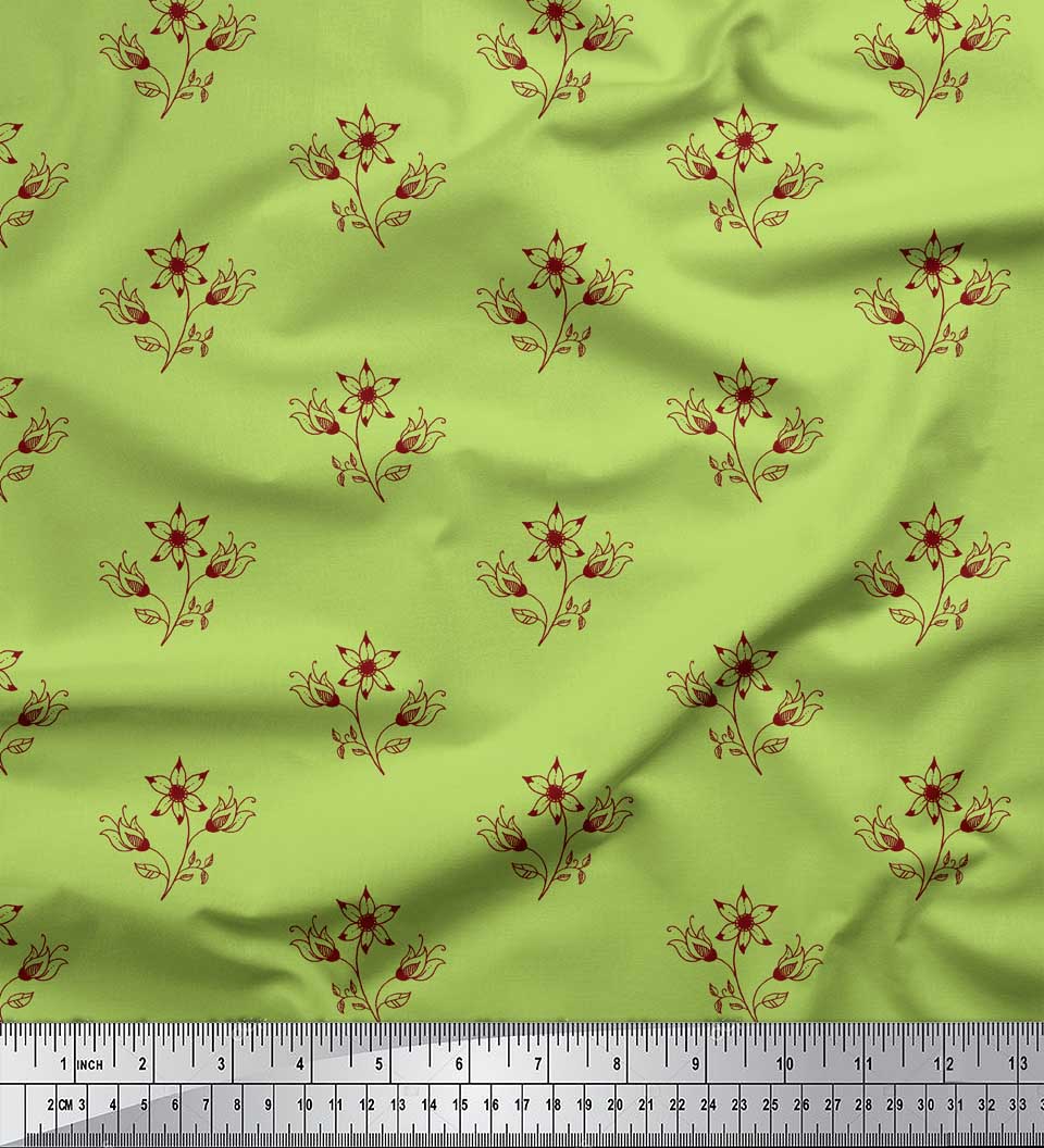 

Soimoi Purple Japan Crepe Satin Fabric Artistic Leaf & Floral Print Sewing Fabric metre 42 Inch 42 Inch Wide - Poly Crepe зелений