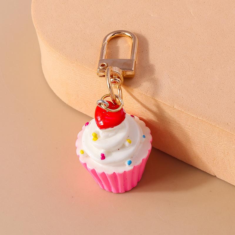 Cute Resin Ice Cream Keychain Simulated Food Key Ring Pendant for Women Girls Handbag Decor DIY Handmade Jewelry Gift