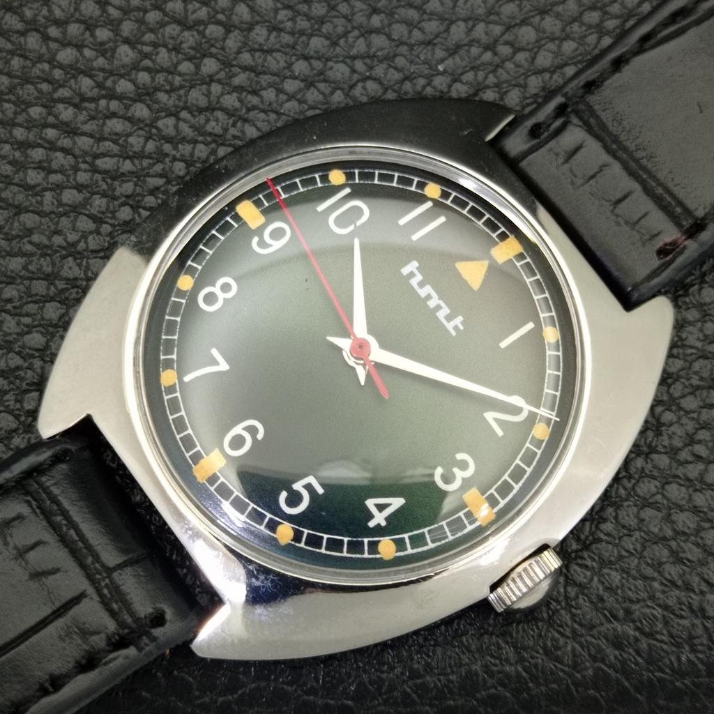 HMT HAND-WINDING VINTAGE INDIAN MENS BLACK COLOR DIAL WATCH a702803-1 R211-a702803