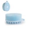 Exfoliating Silicone Body Brush,2 in 1 Bath and Shampoo Brush,Wet and Dry Scalp Massager,Premium Silicone Loofah,Lathers Well