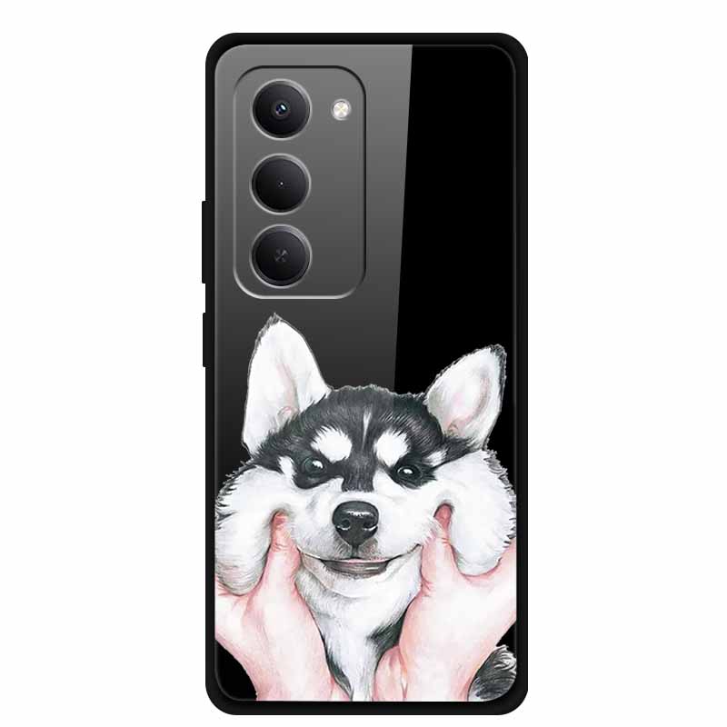 Glas-Rückseite für Xiaomi Redmi 15 4G Cartoon Niedlich Weicher Stoßfänger Harte Gehärtete Glas Hülle für Xiaomi Redmi 15 5G Hülle 6,9" Schale