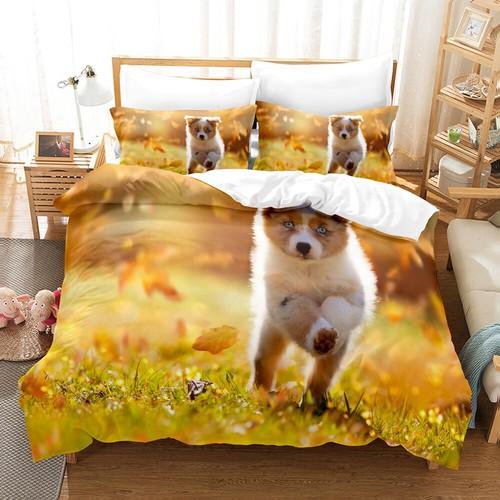 Dogs Quilt/Doona/Duvet Cover Set Single/Double/King Size Bed Pillow Cases