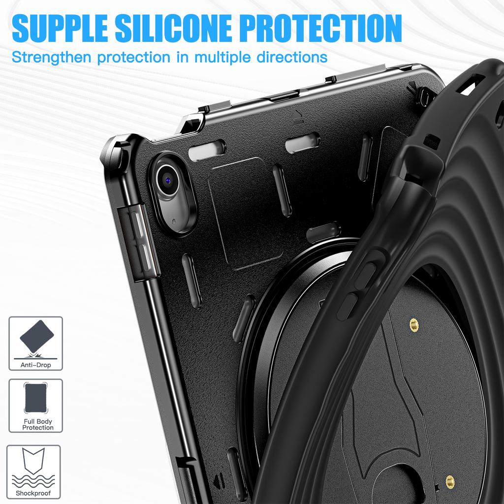 For iPad (2025)/10.9 (2022) Case Kickstand PC+Silicone+TPU Tablet Cover