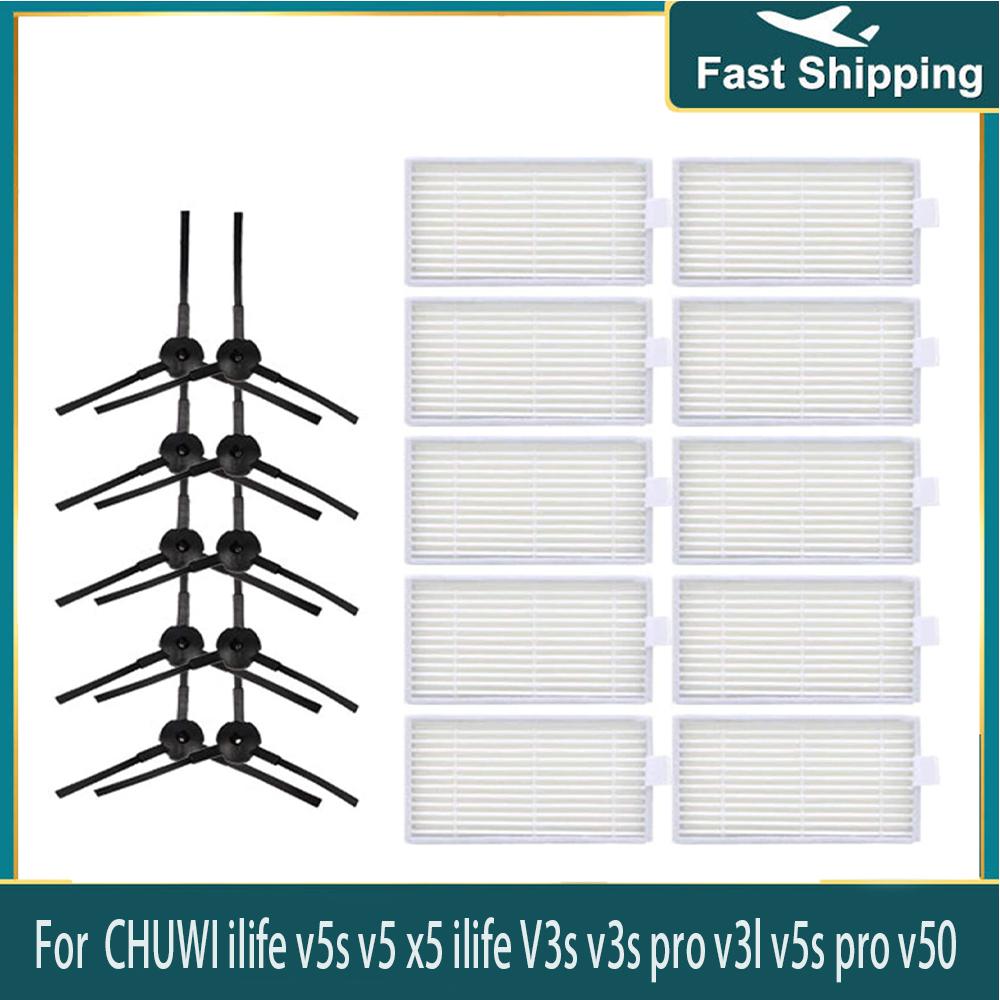 Side Brush HEPA Filter Kit for ilife v5s v5 x5 ilife V3s v3s pro v3l v5s pro v50 Robot Vacuum Cleaner Panda x500