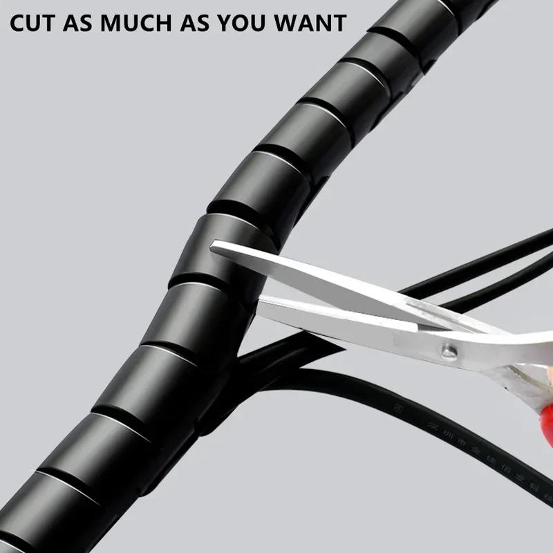 Protector de cablu spiralat flexibil, lungime 2M, pentru cabluri de 28/10/8mm, ideal pentru organizarea computerului și a televizorului