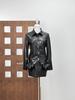 M@dga Niche Chic 3D Floral Slim Leather Jacket & Skirt Set