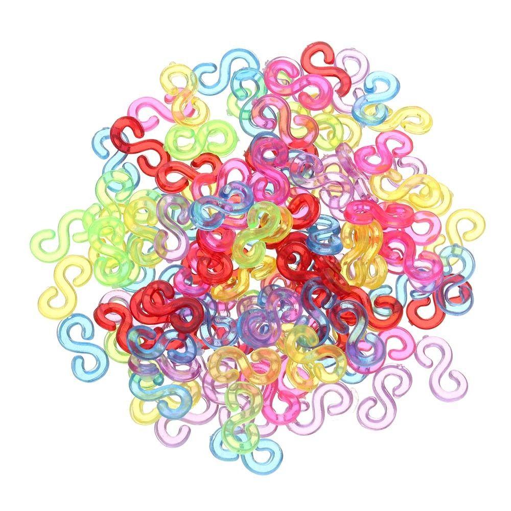 500 stuks Acryl Acryl S-clips Transparante Weefgetouw Elastiekjes Vlecht Connector Sieraden Maken Connectoren
