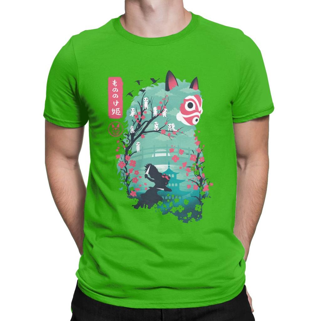 Men S Japanese Ukiyo E Princess Mononoke Classic T Shirt Ghibli Cotton Clothing Novelty Short Sleeve