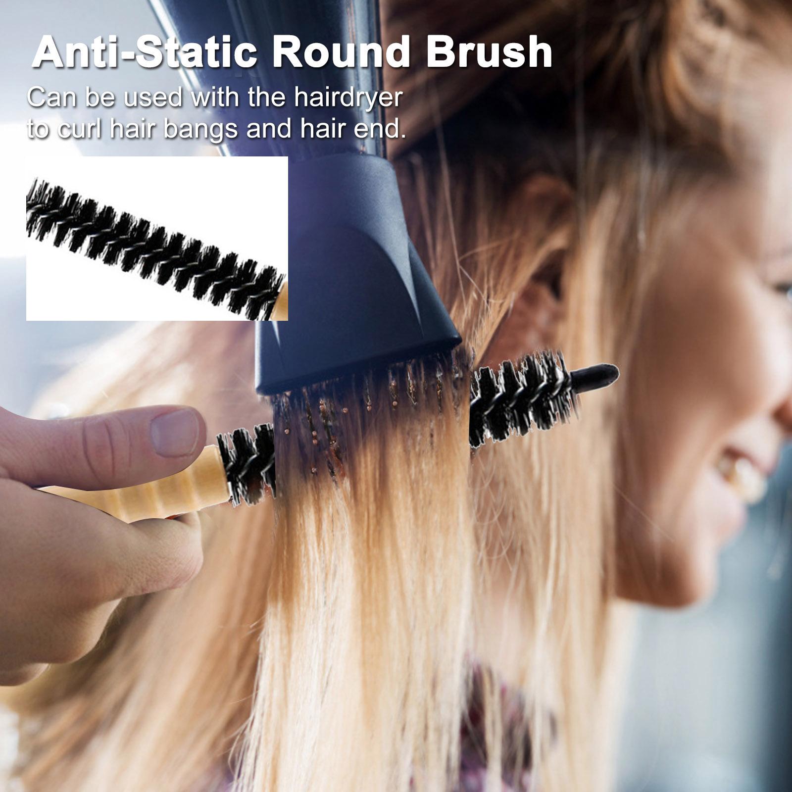 

Round Hair Comb, Styling Brush for Blow Drying Hair with Non Slip Wood Handle, for Salon Home Use All Hair Types