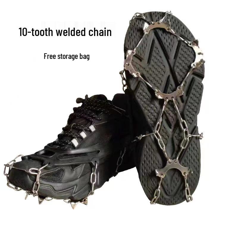 Crampones de Hielo de Acero Inoxidable de 8/10 Dientes para Exteriores: Cubiertas antideslizantes para raquetas de nieve para escalada y senderismo