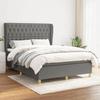 Slatted Bed Base with Mattress - 140x200cm - Adjustable Headboard - Dark Grey - 2-seater