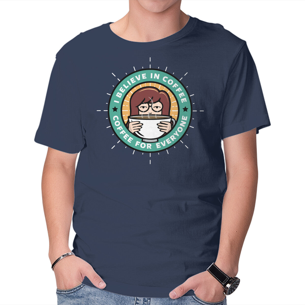 Unisex Crew Neck T-Shirt Coffee For Everyone Graphic Short Sleeve Casual Tee M