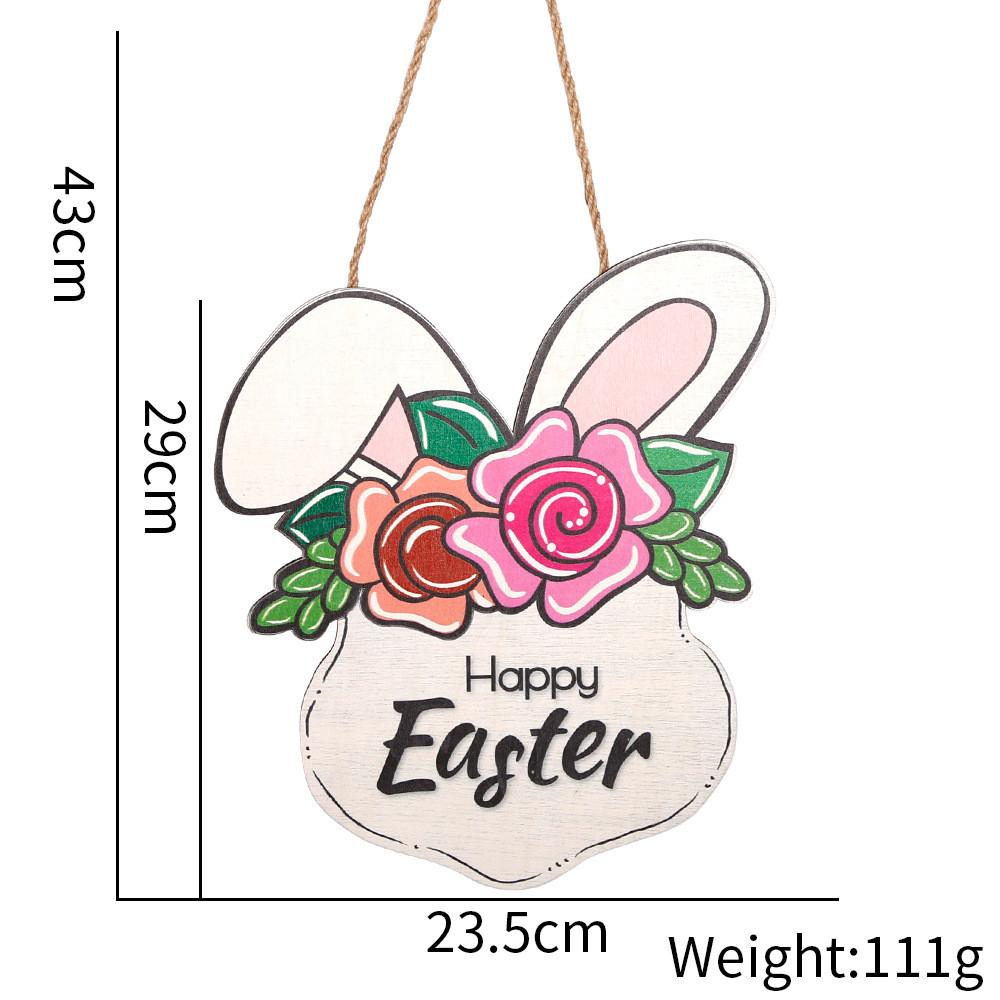 Charming Easter Wooden Hanging Decoration Featuring Colorful Eggs And Adorable Rabbits