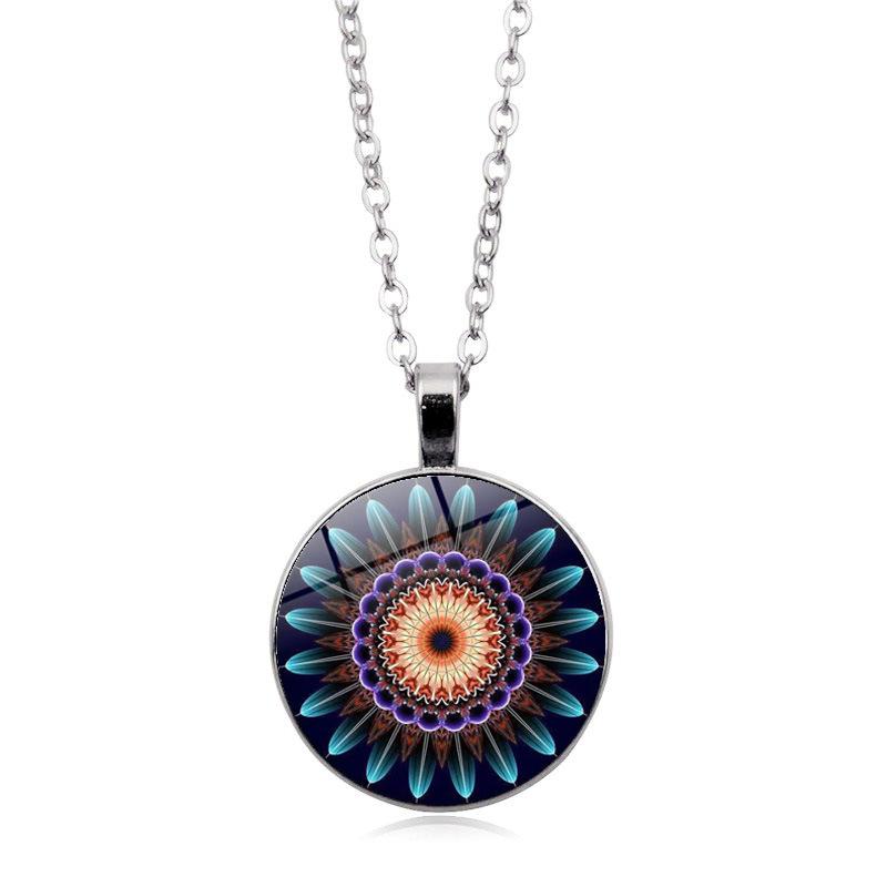 Mandala Levensbloem Tijd Dames Veelzijdige Mode Retro Hanger Ketting