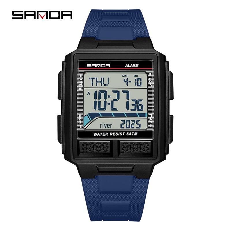 SANDA Youth Sports Luminous Waterproof Multifunction Watch with World Time & Alarm