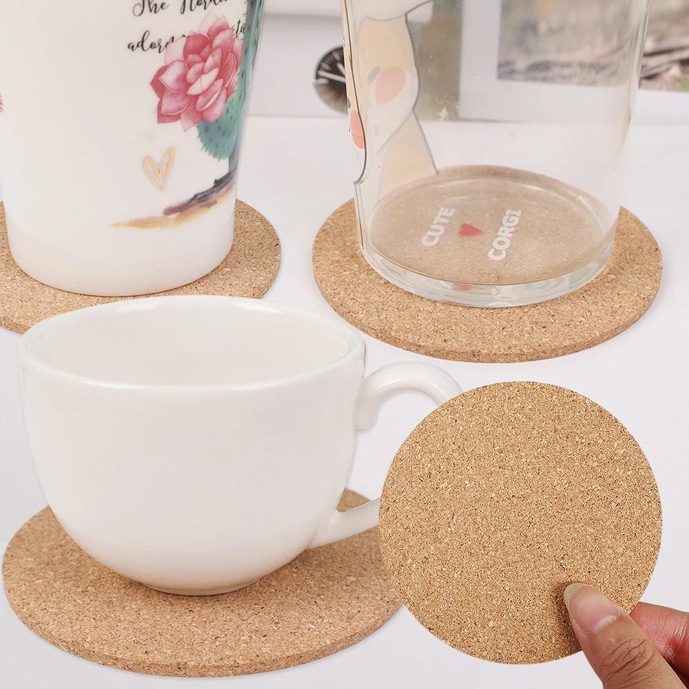 5PCS Natural Cork Coaster, Round Anti Slip And Durable, Coffee Cup Coaster, Desktop Decoration DIY Tableware Coaster