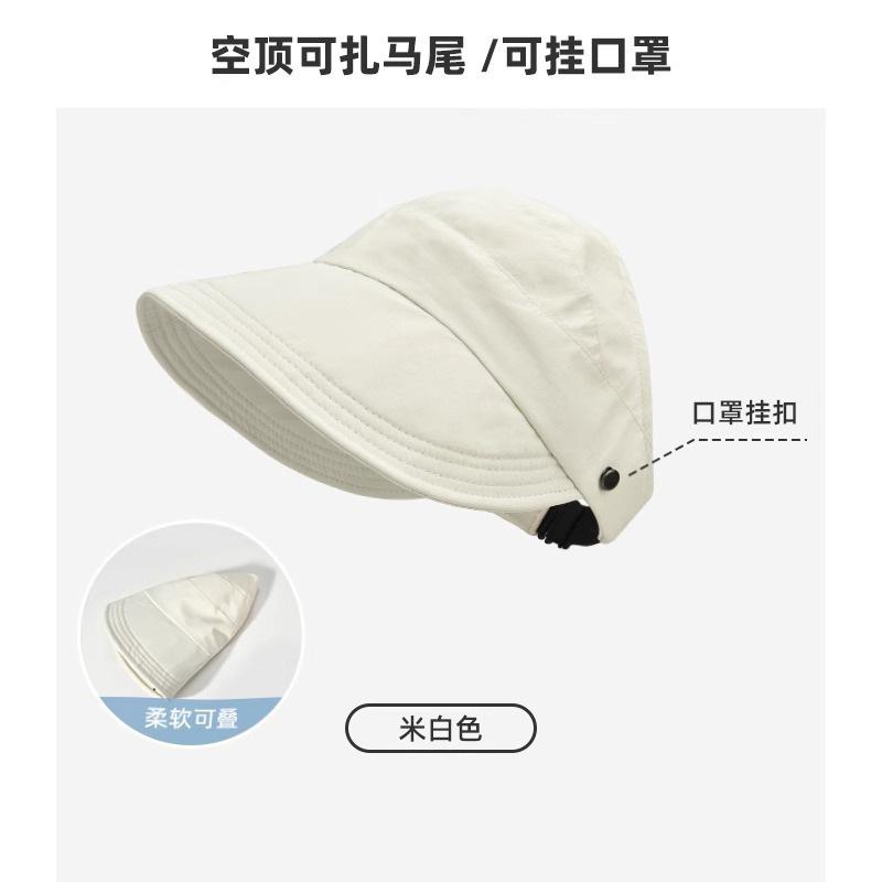 Spring and summer thin fashion fisherman hat for women, with large brim to cover the face and protect from the sun, can be styled with a ponytail,