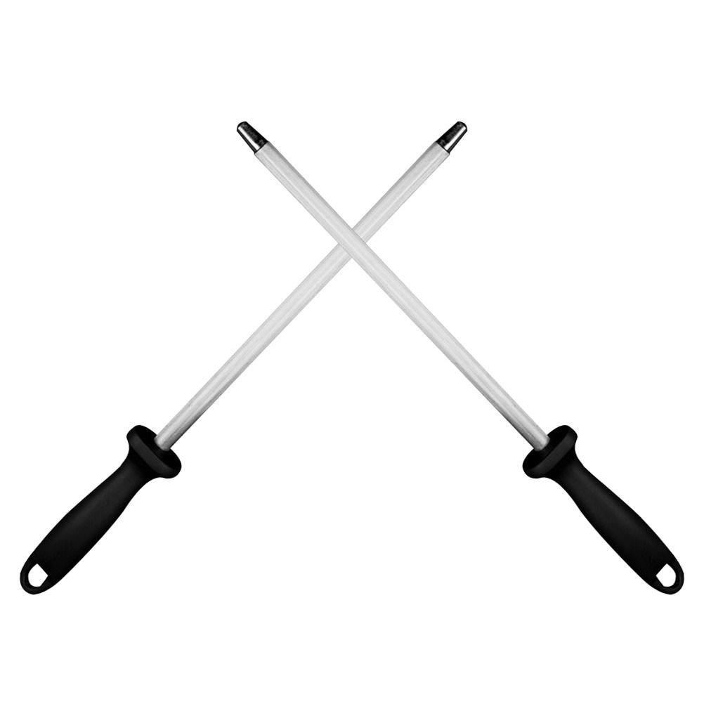 2Pcs Premium PP Handle Stainless Steel Honing Stick for Kitchen Knives Cutter Sharpening Rod Efficient Sharpening Surface