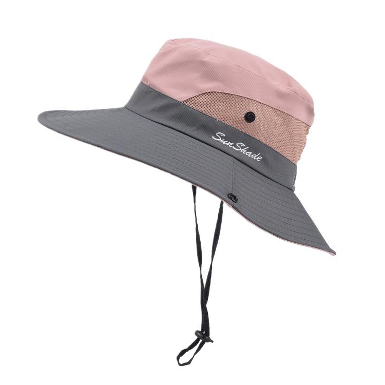 Sommer Damen Outdoor Sonnenhut Zopfloch Fischerhut Sonnenschutz Sonnenhut atmungsaktiv Bergsteigerhut Eltern-Kind-Modell