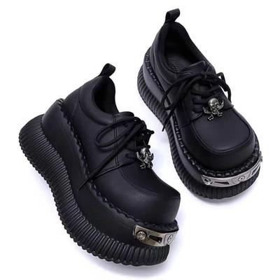 Japanese Platform-soled Millennium Harajuku Spice Girls Style Platform-soled Muffin Shoes 2024 Spring Retro Muffin Leather Shoes Punk Single Shoes