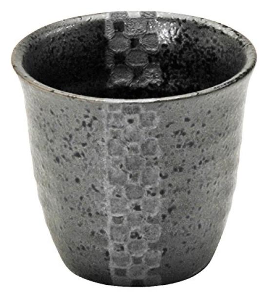 Mino Ware Sake Set of Black Glaze with Silver Cups, 5, Accents, 147563(5)