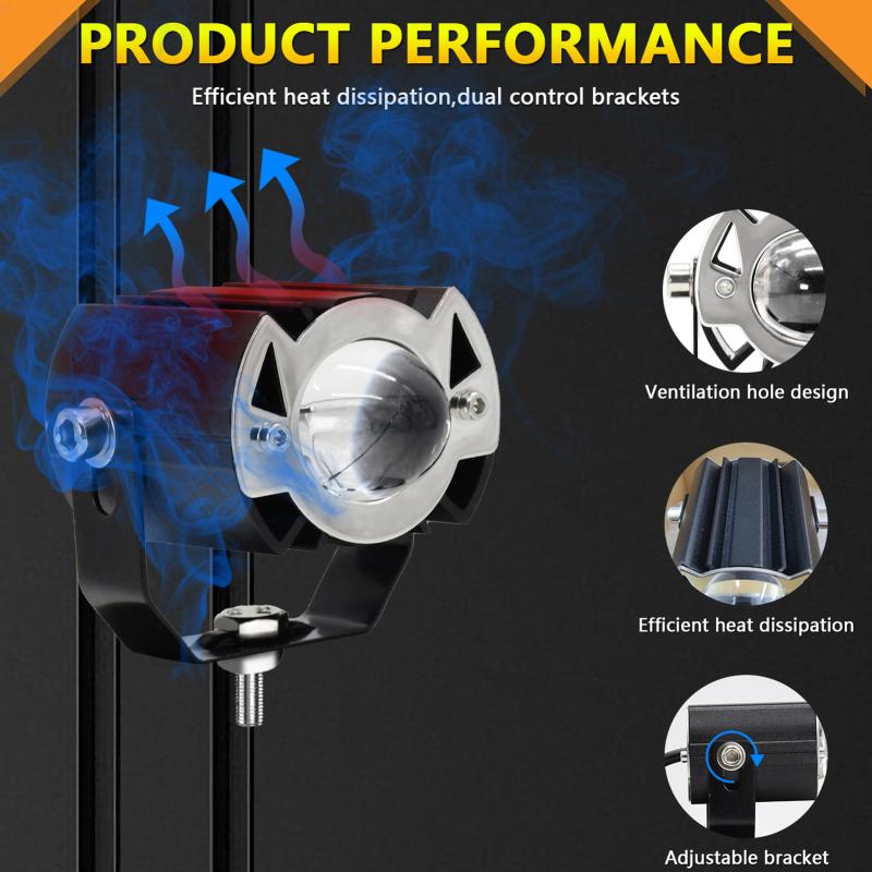 Motorcycle LED Driving Lights 60W 6000K/3000K Super Bright Spotlights Waterproof Fog Lights for Cars Tractors Trucks ATVs SUVs