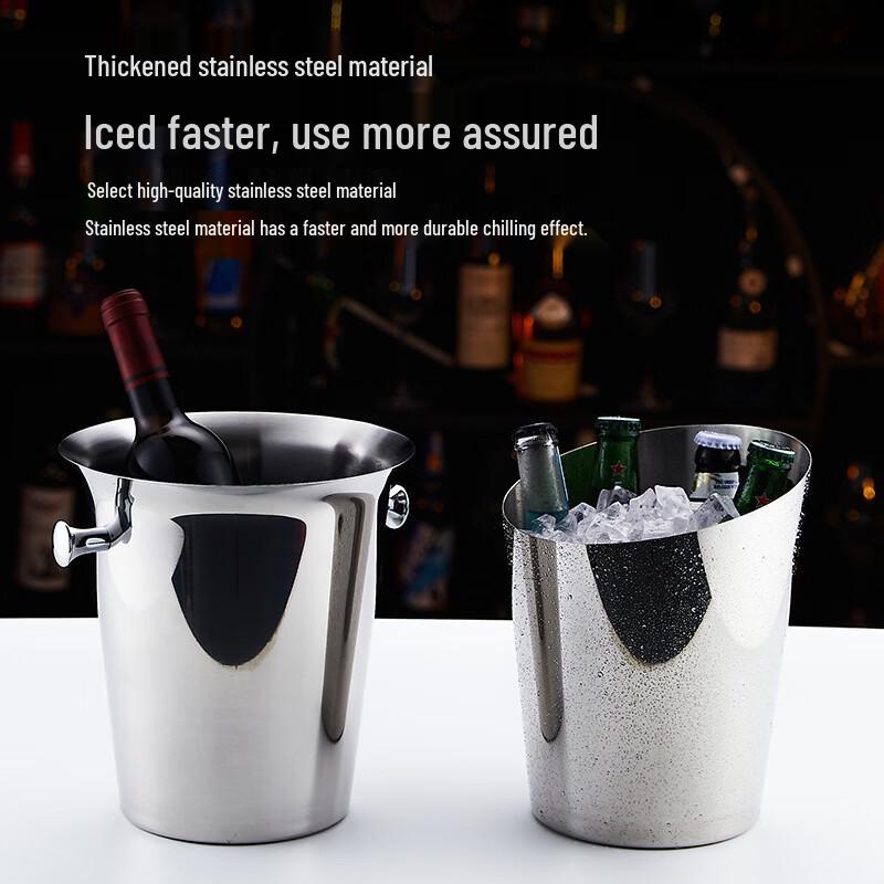 Stainless Steel Ice Bucket with Gold Handles