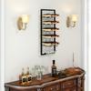 Wall-mounted Wine Rack In Wood and Steel for 15 Bottles of and 4 Glasses. 35x25x86cm