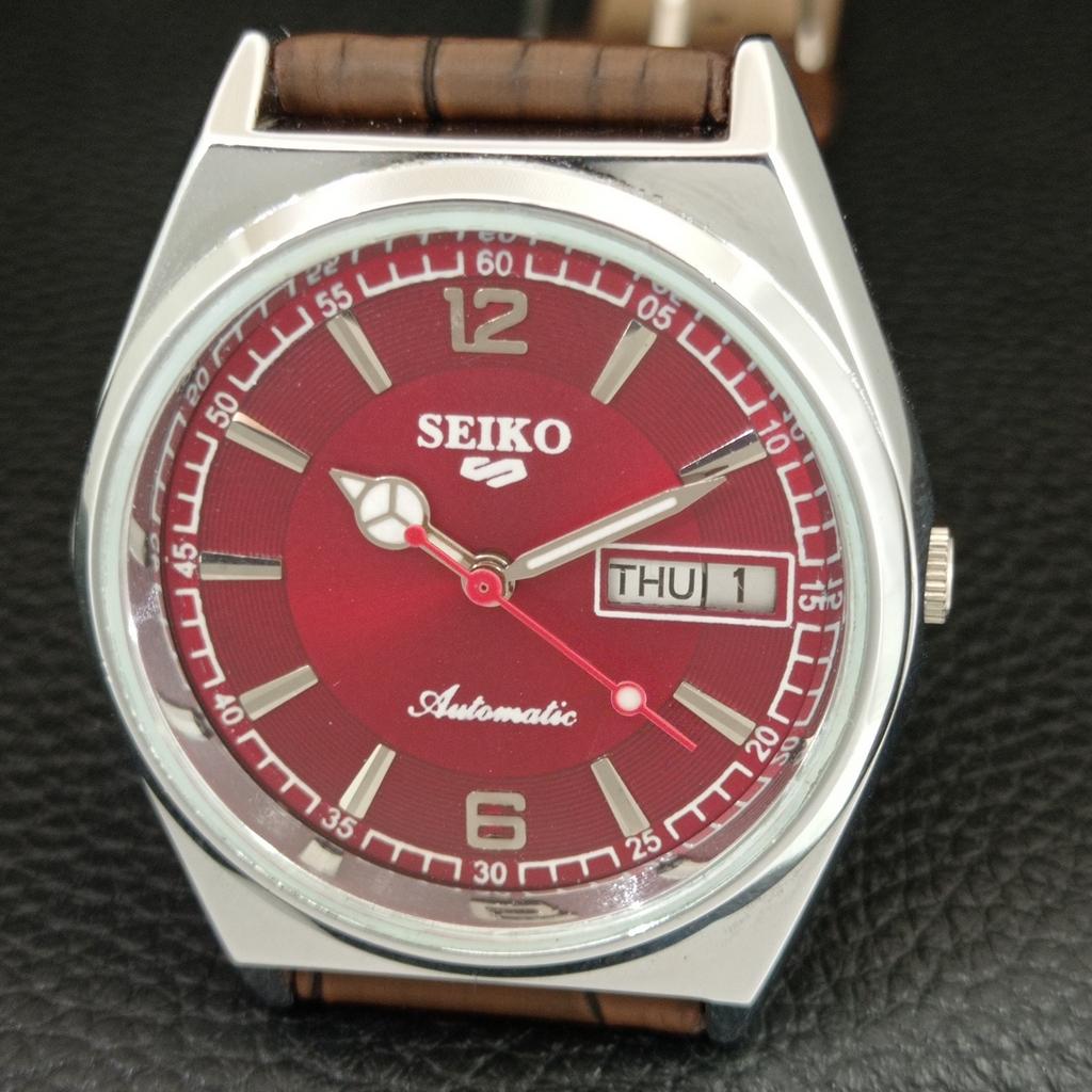 JAPAN VINTAGE REFURBISHED SEIKO 5 AUTOMATIC 6309A MENS RED DIAL WATCH a444384-1