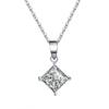Hot Selling Cross‑border S925 Sterling Silver Princess Cut Moissanite Pendant Necklace for Women, Clavicle Chain, Valentine's Da