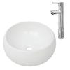 VidaXL Bathroom Sink with Mixer Tap Ceramic Round White Washbasin 275495