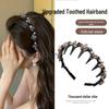 Корейская повязка на голову с волной из стразов с зубчиками - Нескользящая, Зажим для волос с высоким верхом