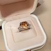 Elegant Champagne High Carbon Diamond Ring with 3-Carat Morganite and Moissanite for Women