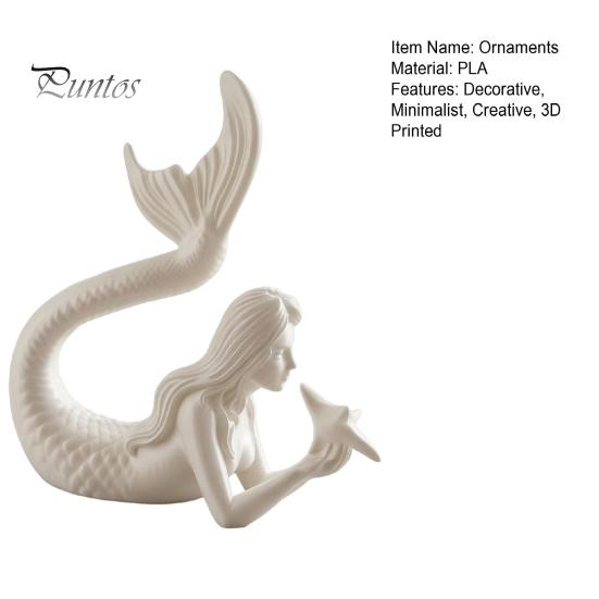 Literary Style Room Decor 3D Printed Mermaid & Starfish Figurine, Exquisite Sculpture, Ocean Small Statue for Bay Window Theme Desktop Ornament