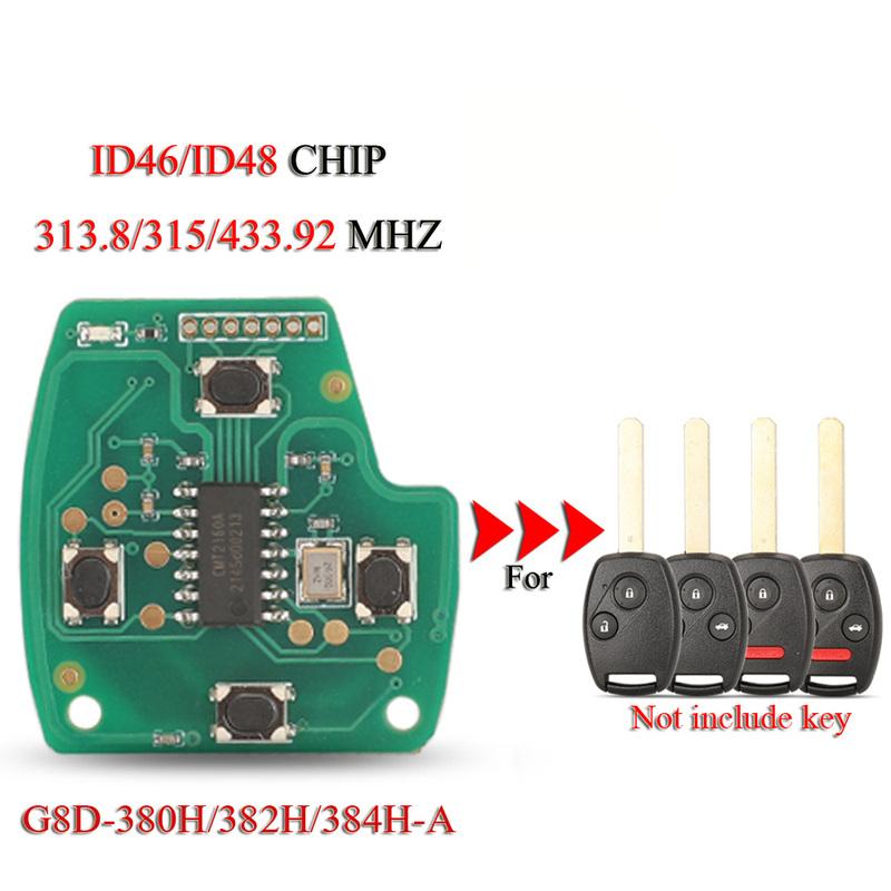 Jingyuqin G8D-380H/382H/384H-A Platine für Fernbedienungsschlüssel für Honda Accord CRV Odyssey Jazz 313,8/315/433,92 MHz ID46/ID48 Chip