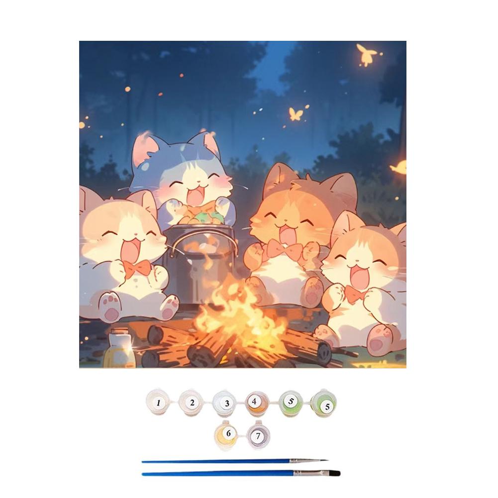 Simple Cat Paint by Numbers Kit,Paint by Number Kits on Canvas for Kids Beginners,Digital Oil Painting Kits for Home Wall Decor