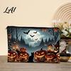 Smooth Zipper Bag Storage Bag with Zipper Thickened Polyester Large Capacity Colorful Printed Cosmetic Halloween Witch Pumpkin Pattern Pouch Durable