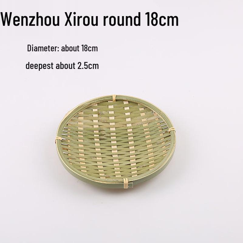 Bamboo Woven Storage Set: Includes Small Basket for Scallions, Ginger, Garlic, Winnowing Fan, Steamer, Fruit Plate, and Shelf.