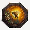 Bee Honeycomb Garden Emblem pattern umbrella, portable and foldable design, 8 ribs, a casual accessory for Halloween, Christmas, and birthday gifts.