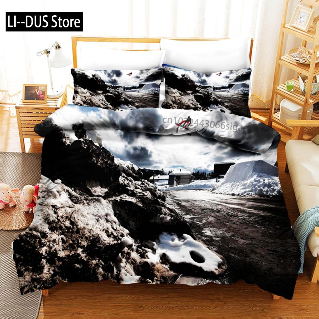 Ski Dekbedovertrek Microfiber Extreem Sporten Thema Eenpersoons Beddengoed Set Wintersport Ski Sneeuw Berglandschap Queen King Dekbedovertrek