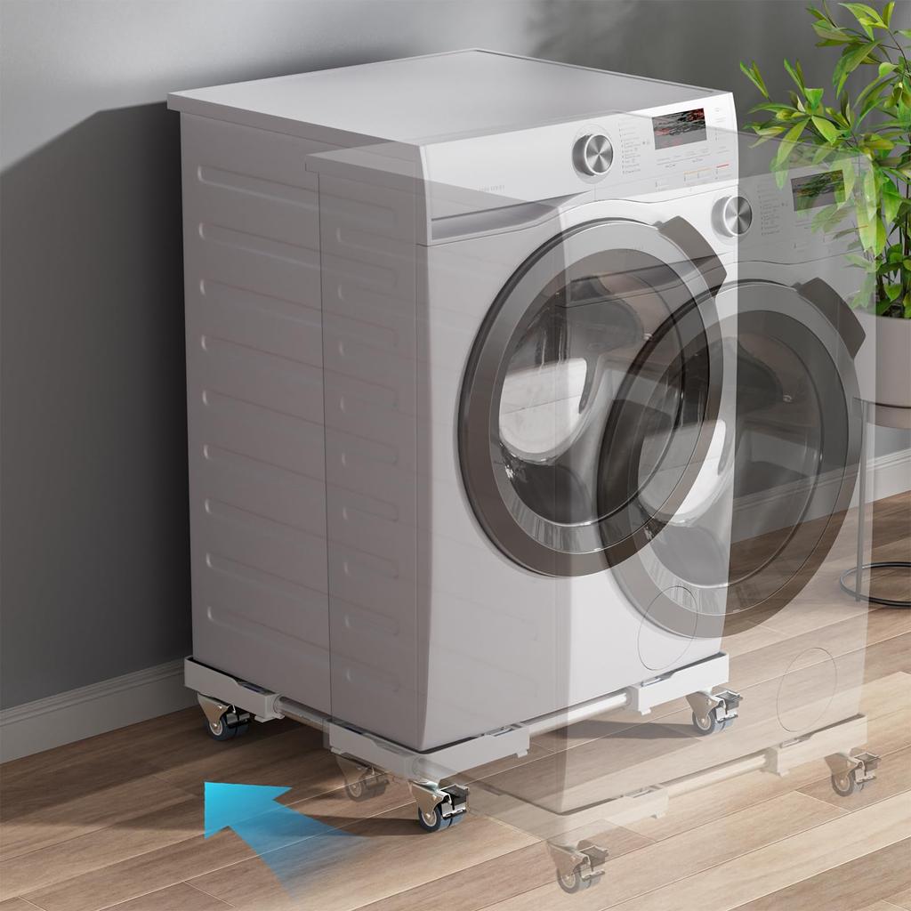 Grpoche Washing Machine Stand with Refrigerator Height Measuring Movable Washing Machine Weight Sound and Vibration Compatible with Multiple Reduces