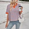 Sommerlich lässiges übergroßes gestreiftes Color-Block-Rundhals-Fledermausärmel-T-Shirt für Damen
